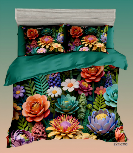 5D Floral Digital Print Bedding Set - ‌Vibrant Garden