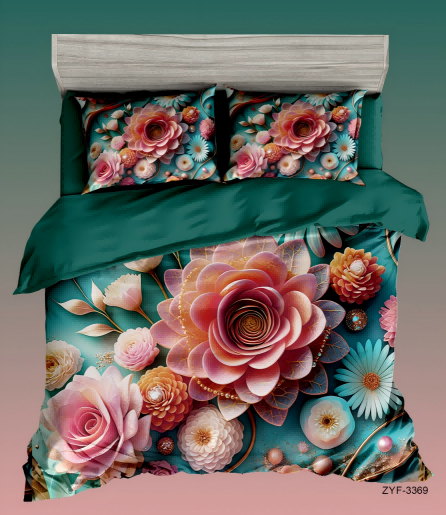 5D Floral Digital Print Bedding Set - ‌Pink Roses