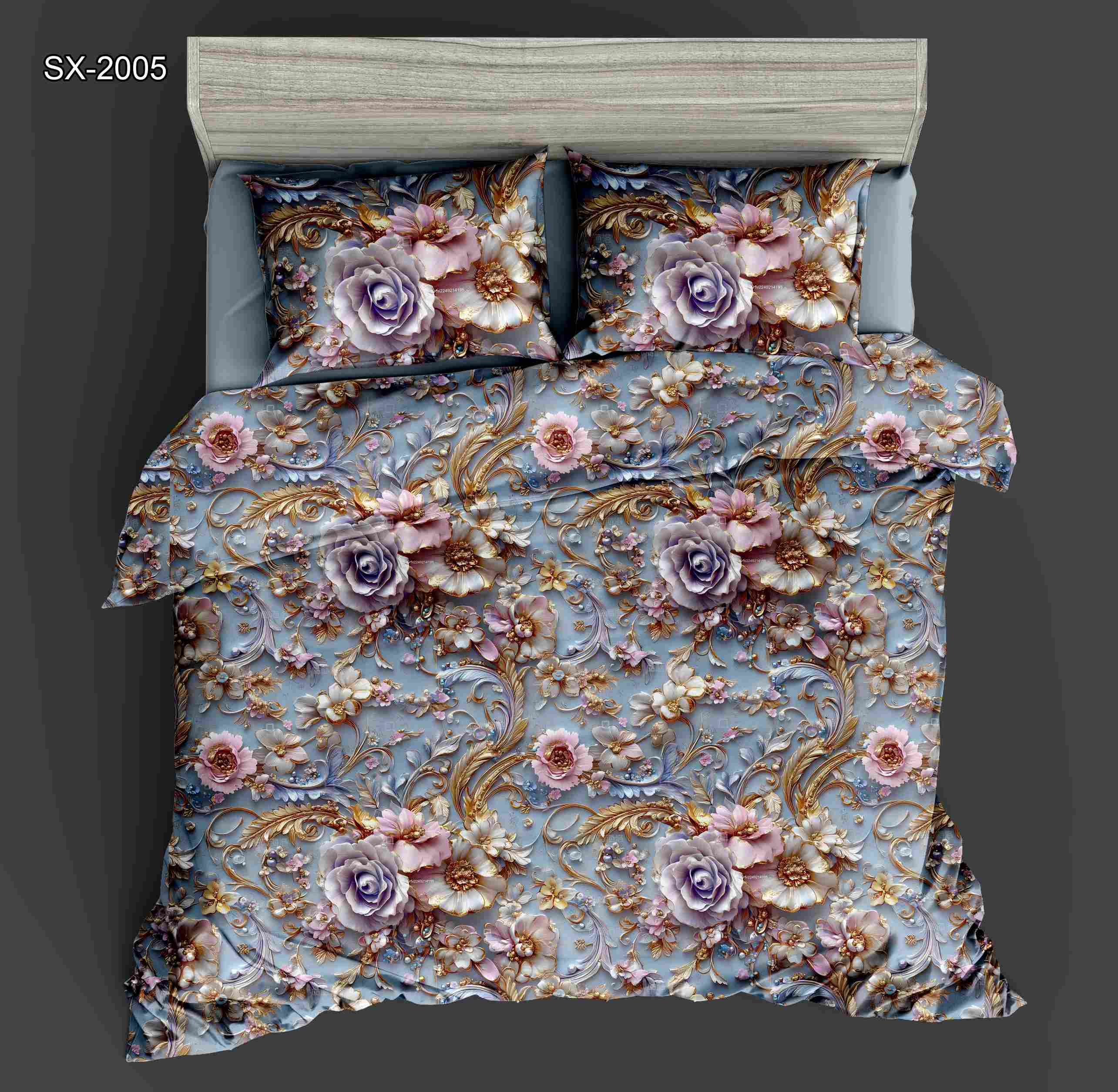 5D Floral Digital Print Bedding Set - ‌‌Luxurious Floral