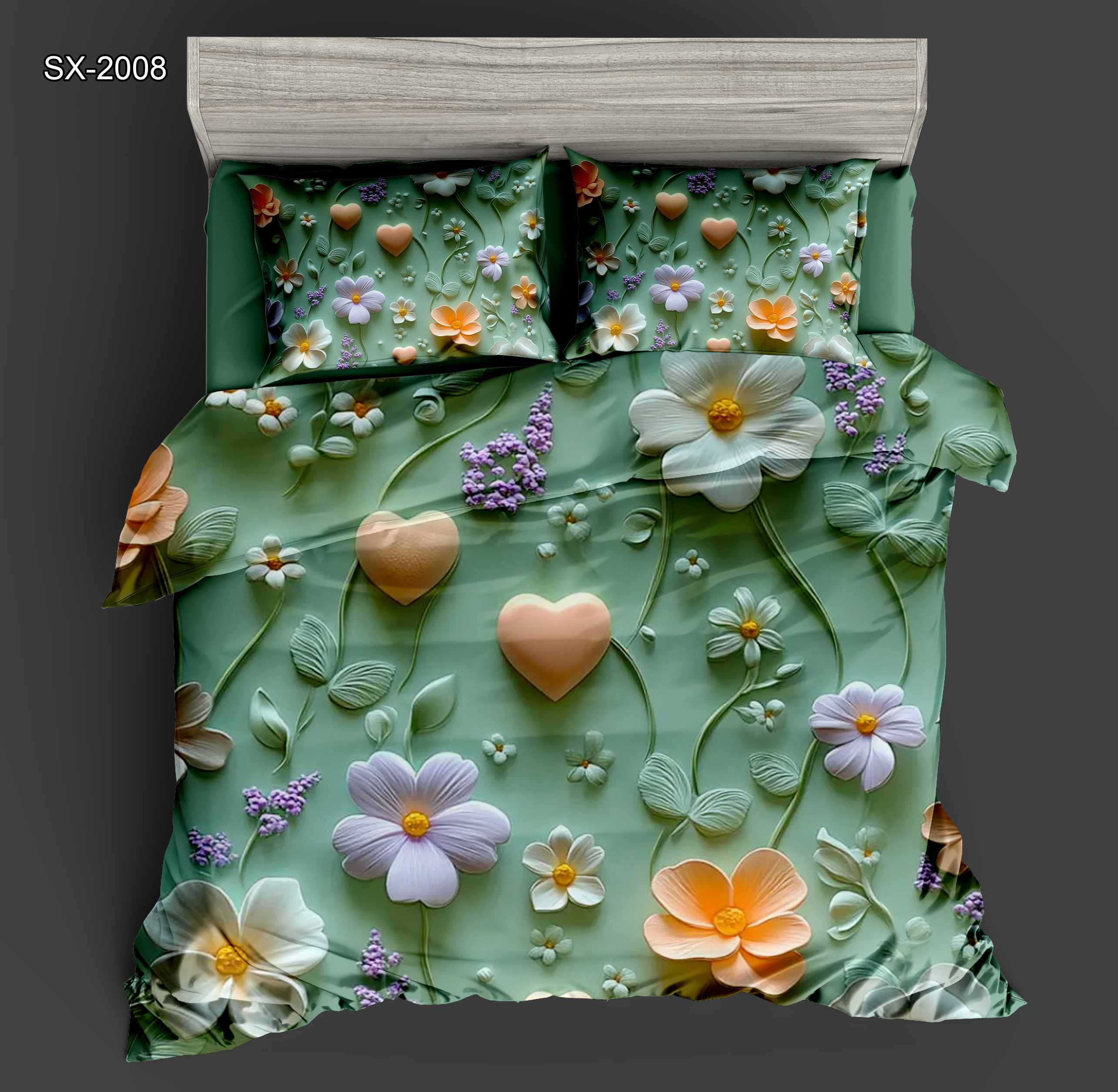 5D Floral Digital Print Bedding Set - ‌Pastel Floral