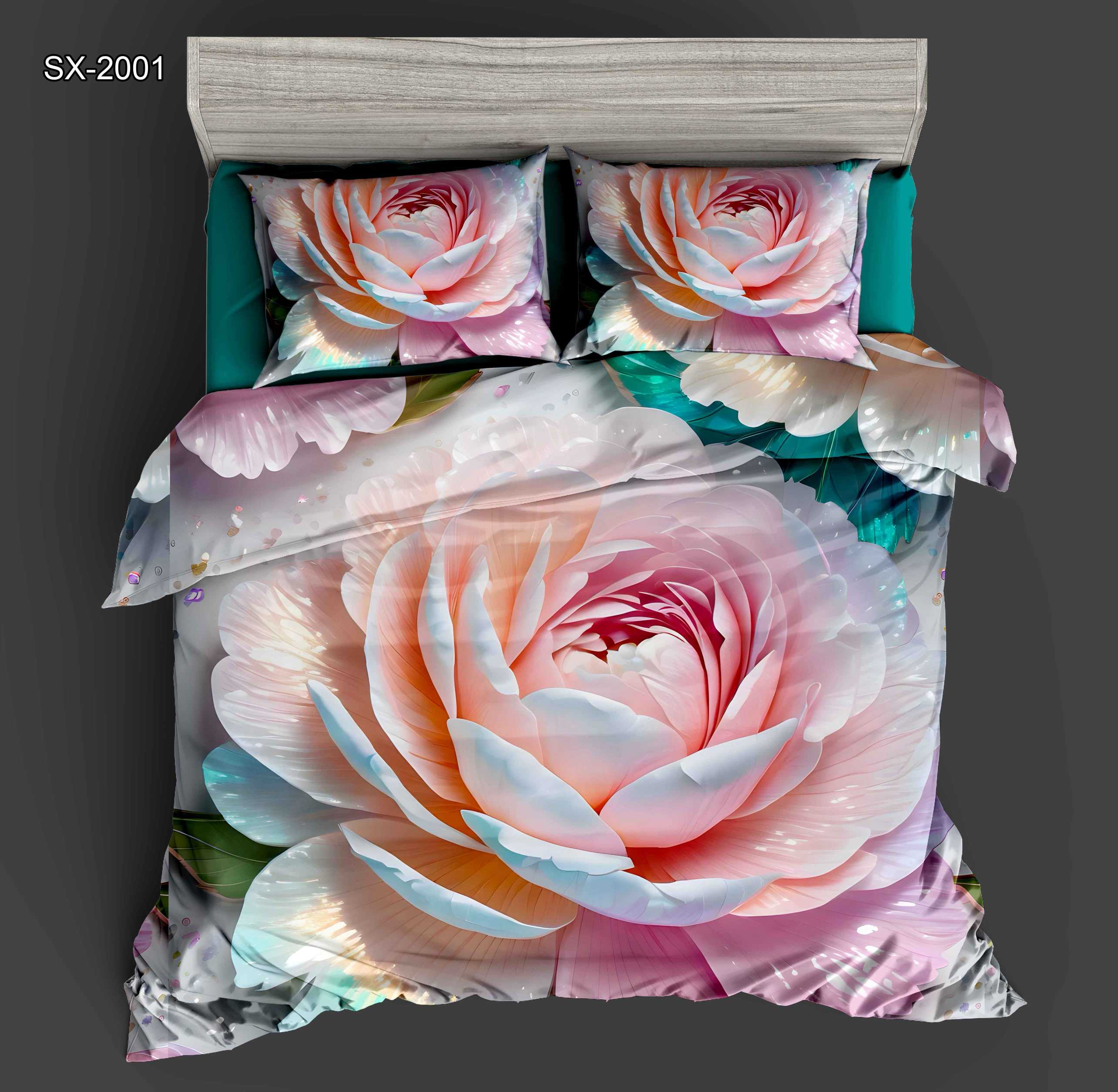 5D Floral Digital Print Bedding Set - ‌Pink Peony