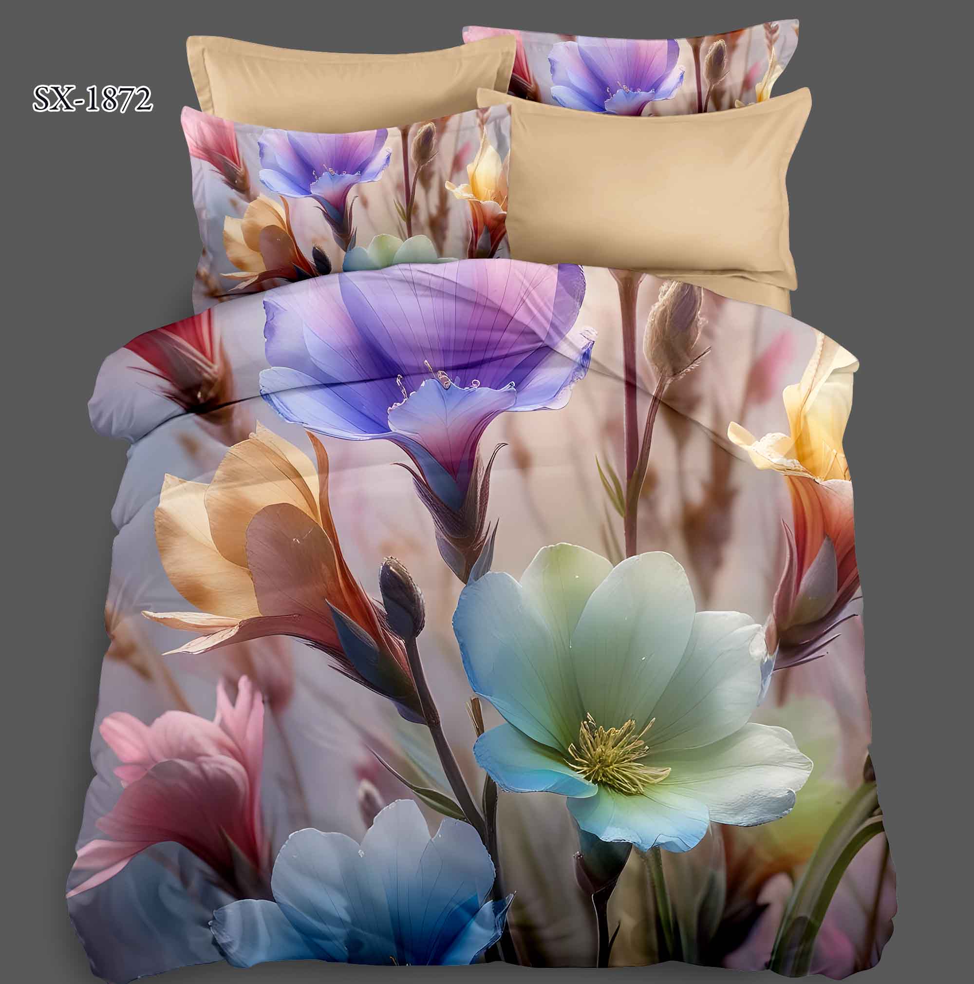 5D Floral Digital Print Bedding Set - Vibrant Floral Garden