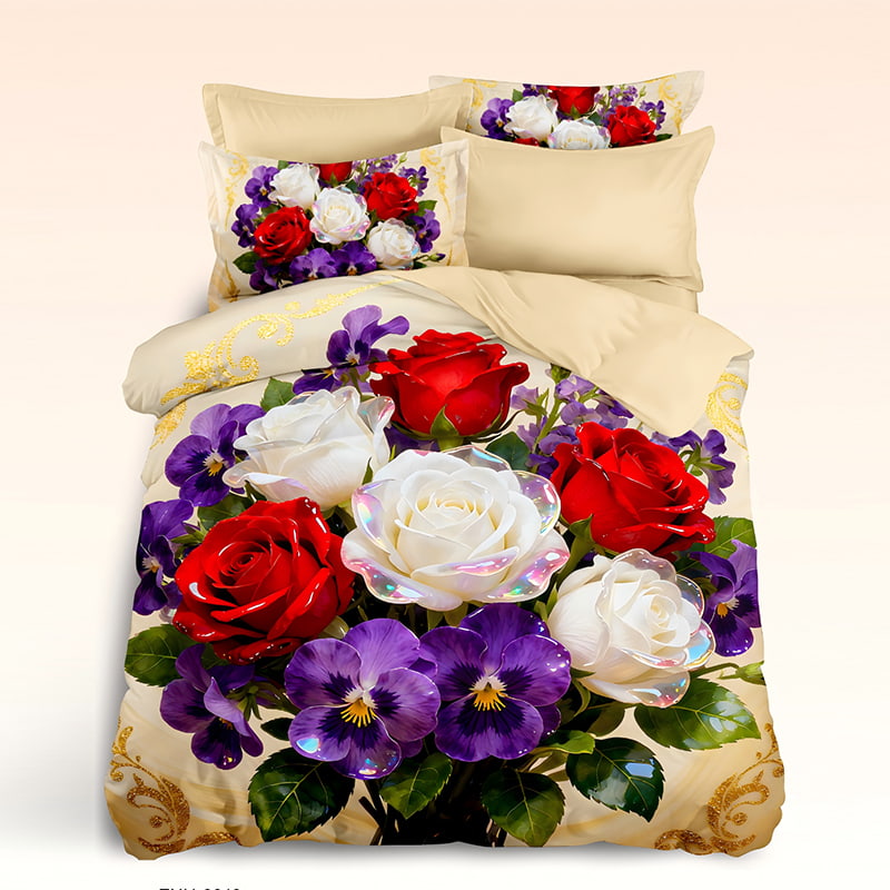 5D Floral Digital Print Bedding Set - ‌Exquisite Bloom
