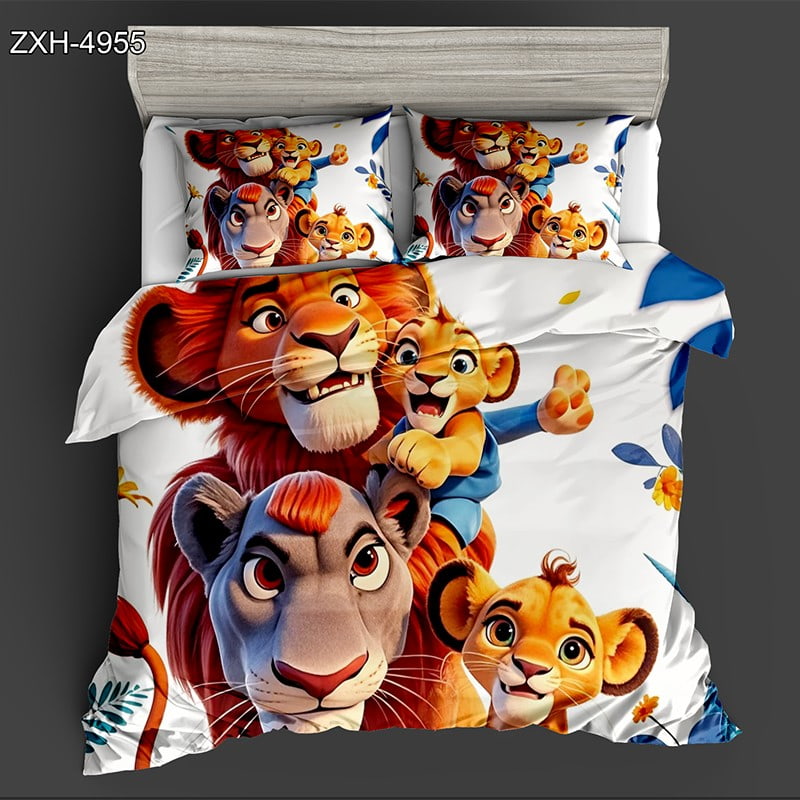 5D Digital Printed Bed sheet set with a Vibrant Lion Family Theme