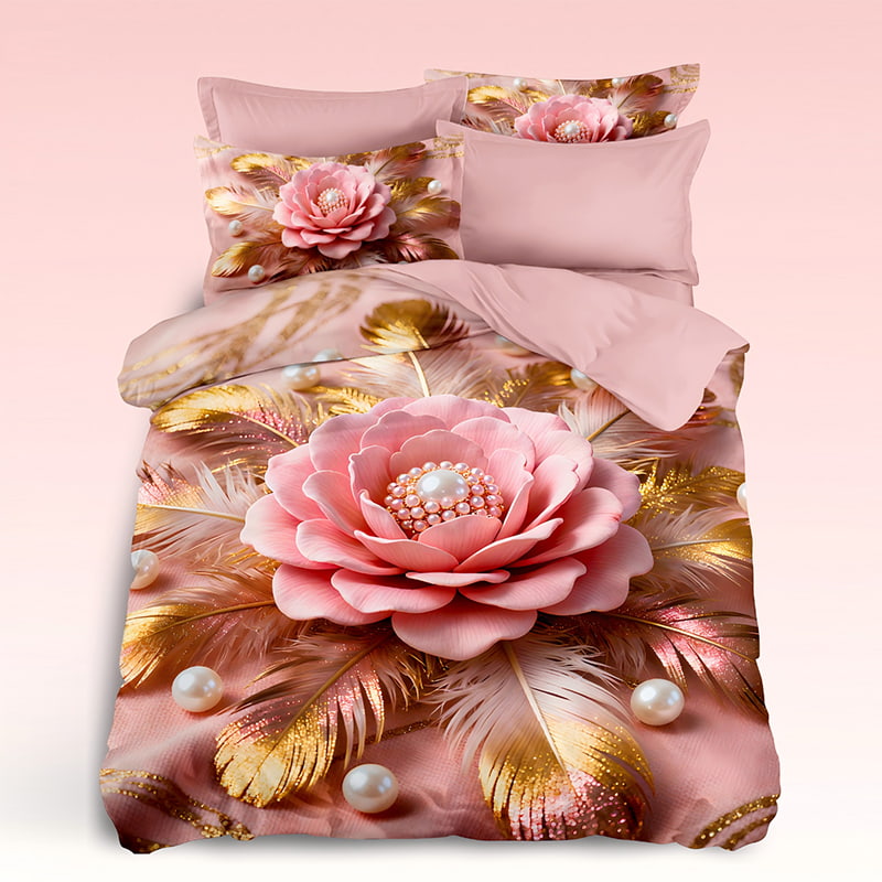 5D Floral Digital Print Bedding Set - ‌Opulent Blossom