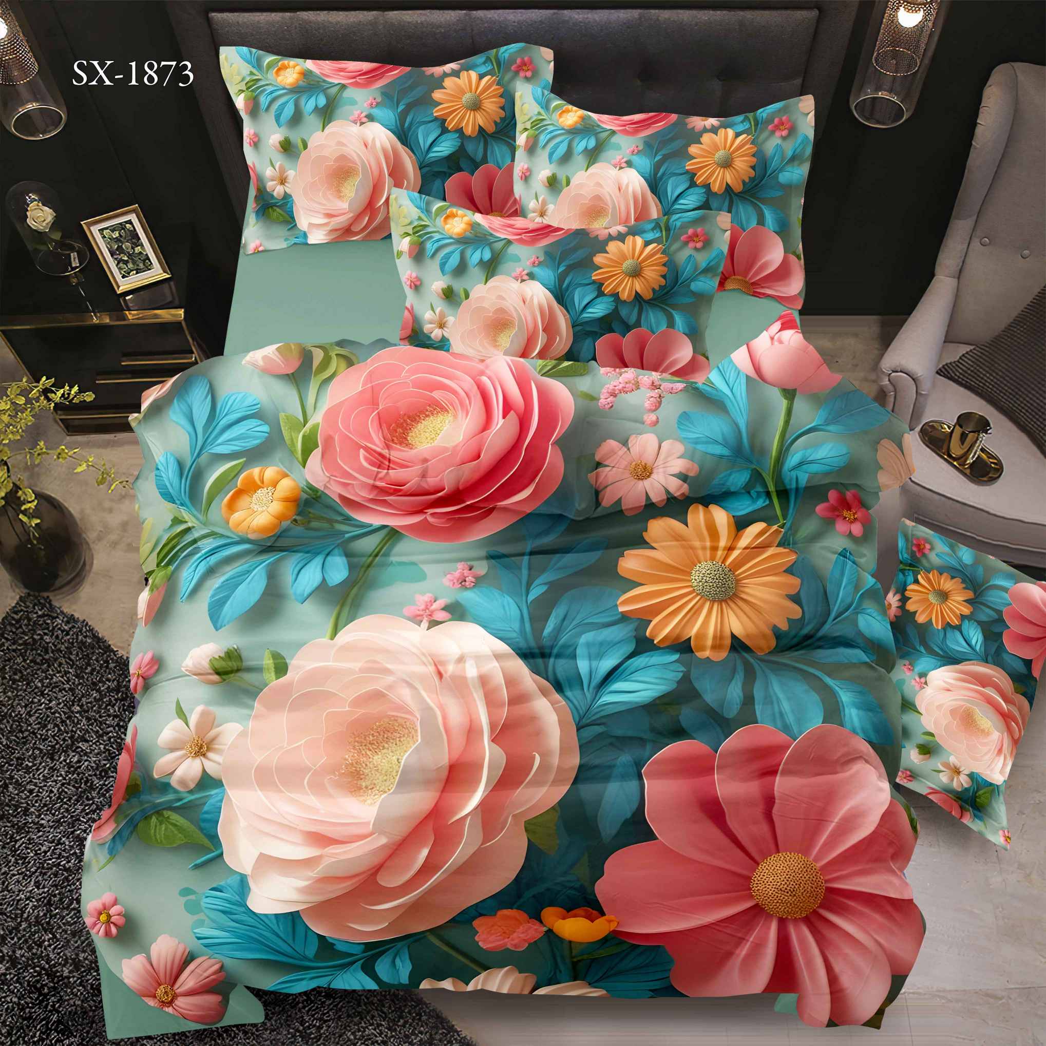 5D Floral Digital Print Bedding Set - ‌Vibrant Blooming Garden