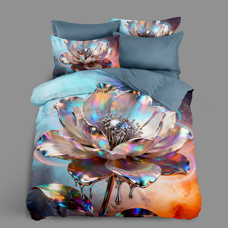 5D Floral Digital Print Bedding Set - ‌Galactic Bloom
