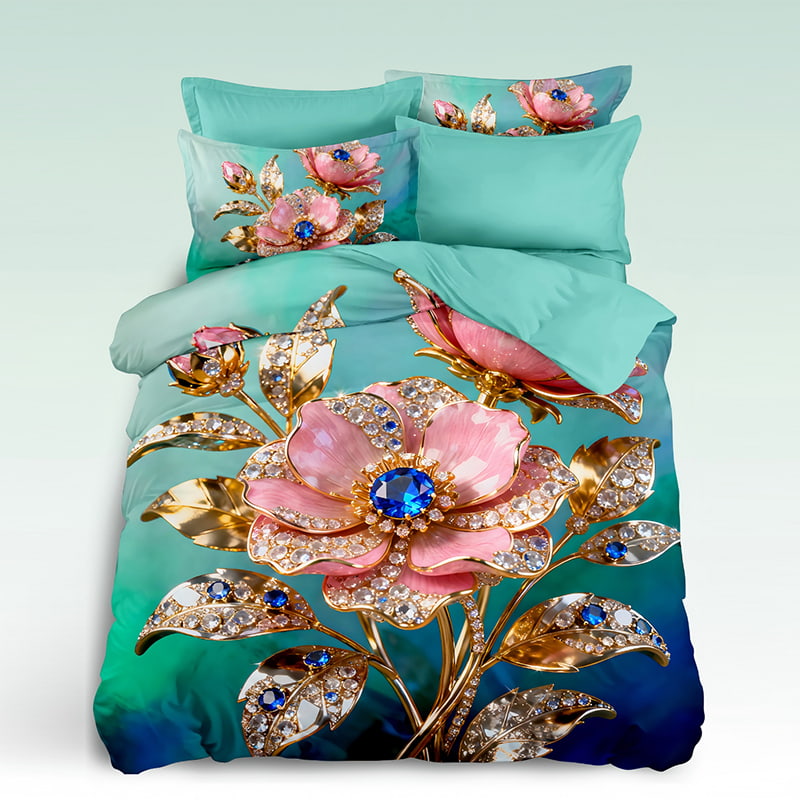 5D Floral Digital Print Bedding Set - ‌Luxurious Bloom Blossom