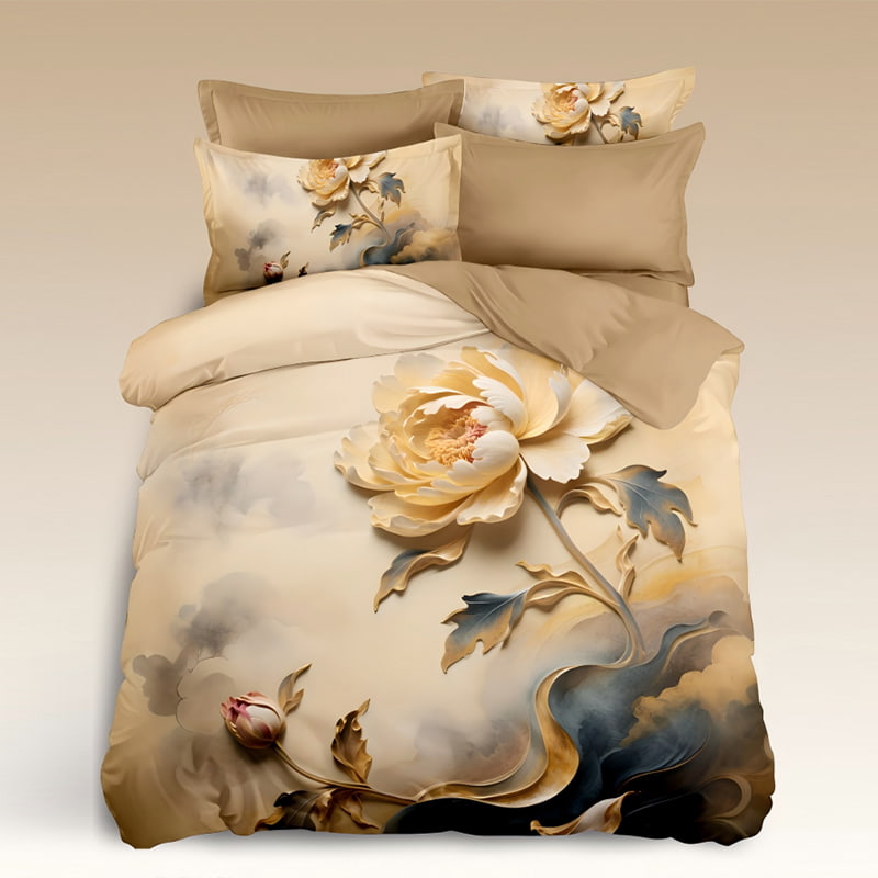 5D Floral Digital Print Bedding Set - ‌Elegant Peony