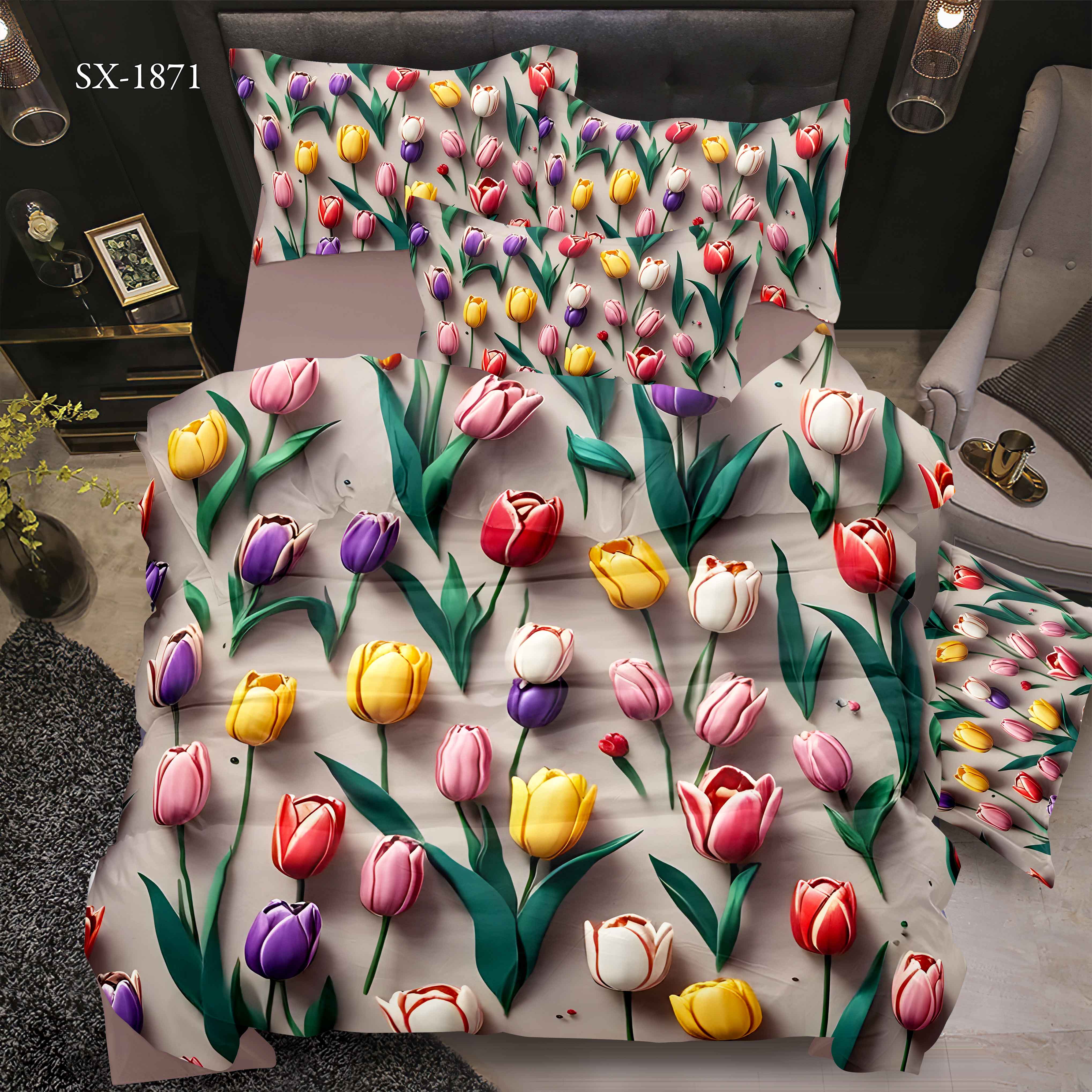 5D Floral Digital Print Bedding Set - ‌Colorful Tulip Garden