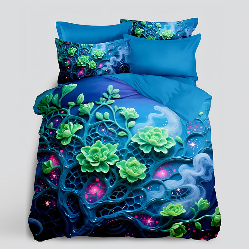 5D Floral Digital Print Bedding Set -Luxurious Cosmic Lotus
