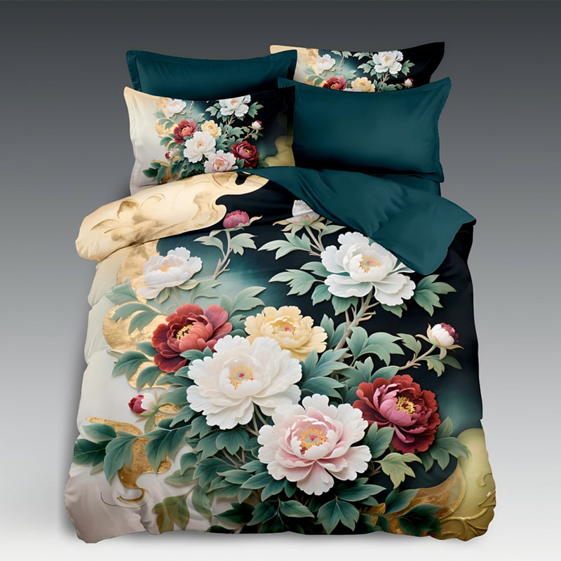 5D Floral Digital Print Bedding Set - ‌Eternal Peony Garden