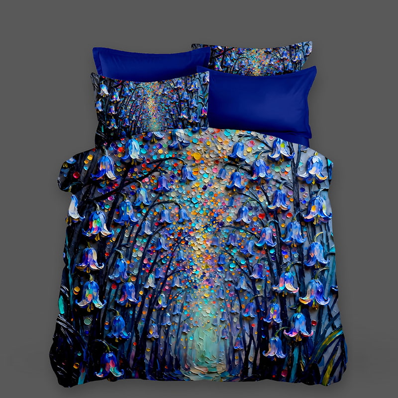 5D Impressionist Bluebell Forest Bedding Set
