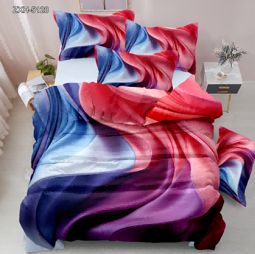 5D Floral Digital Print Bedding Set - Abstract Swirl Design‌