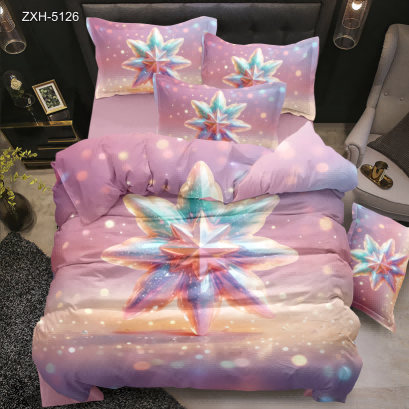 5D Floral Digital Print Bedding Set - Cosmic Star & Glitter