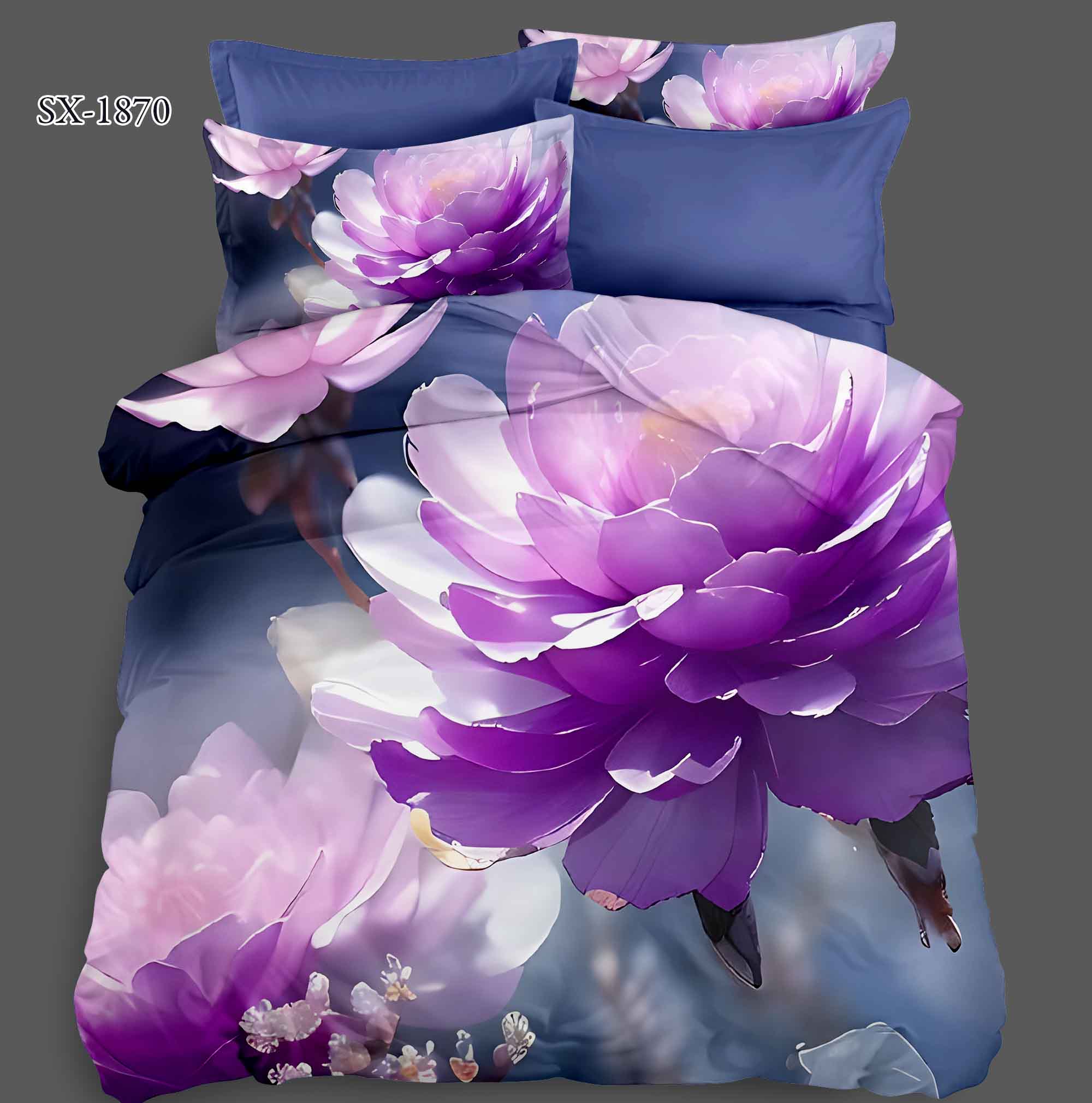 5D Floral Digital Print Bedding Set - Purple Flower
