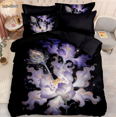 5D Floral Digital Print Bedding Set - ‌Cosmic Iris