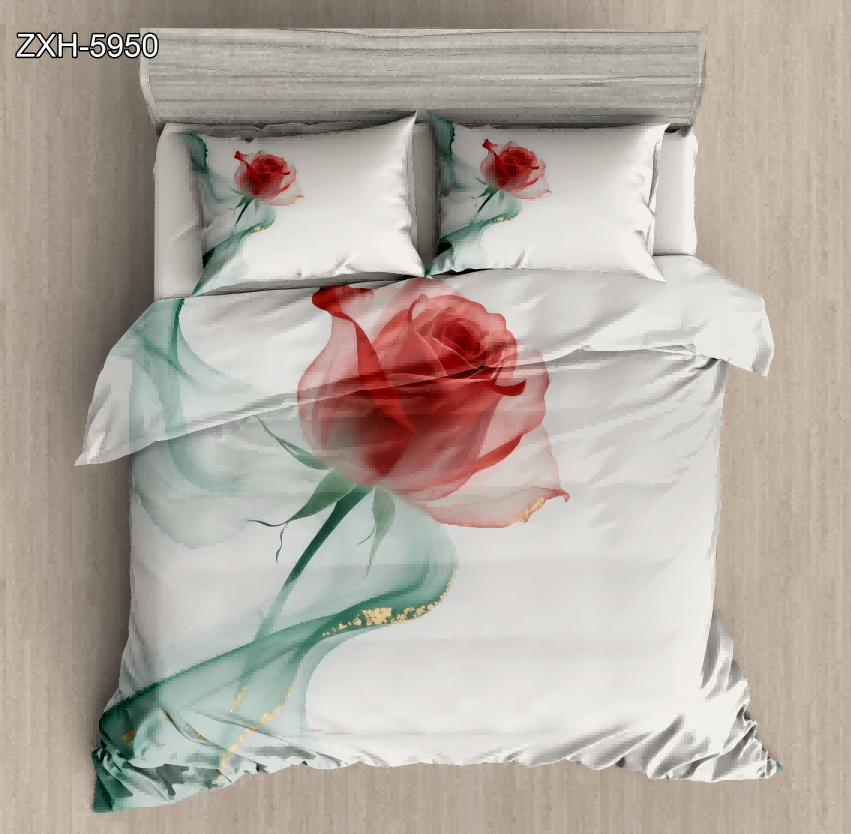 5D Floral Digital Print Bedding Set - ‌Red Rose