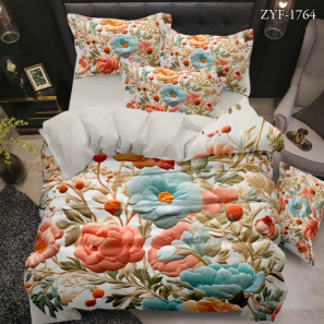 5D Floral Digital Print Bedding Set - Vibrant Floral