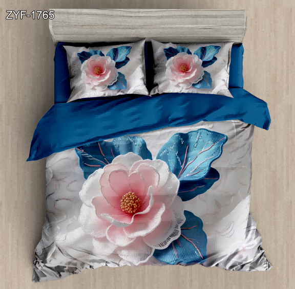 5D Floral Digital Print Bedding Set - Pink Peony