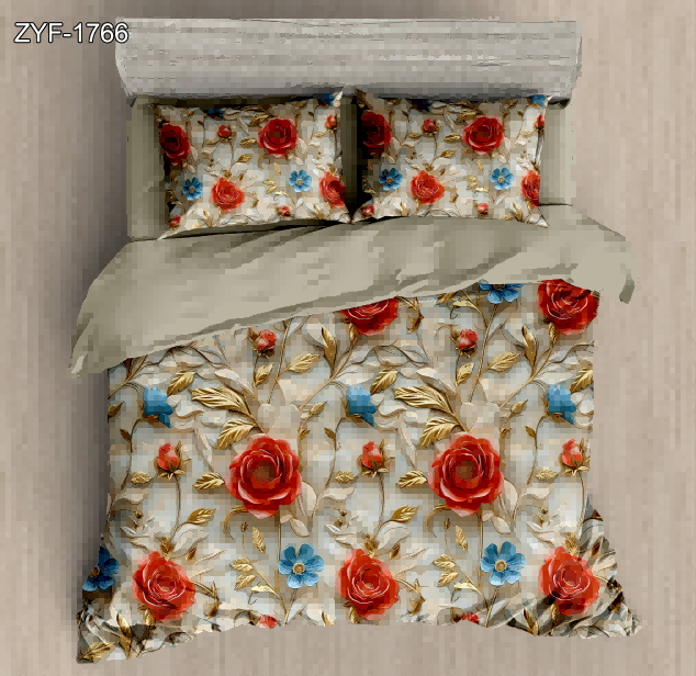 5D Floral Digital Print Bedding Set -  Vibrant Floral