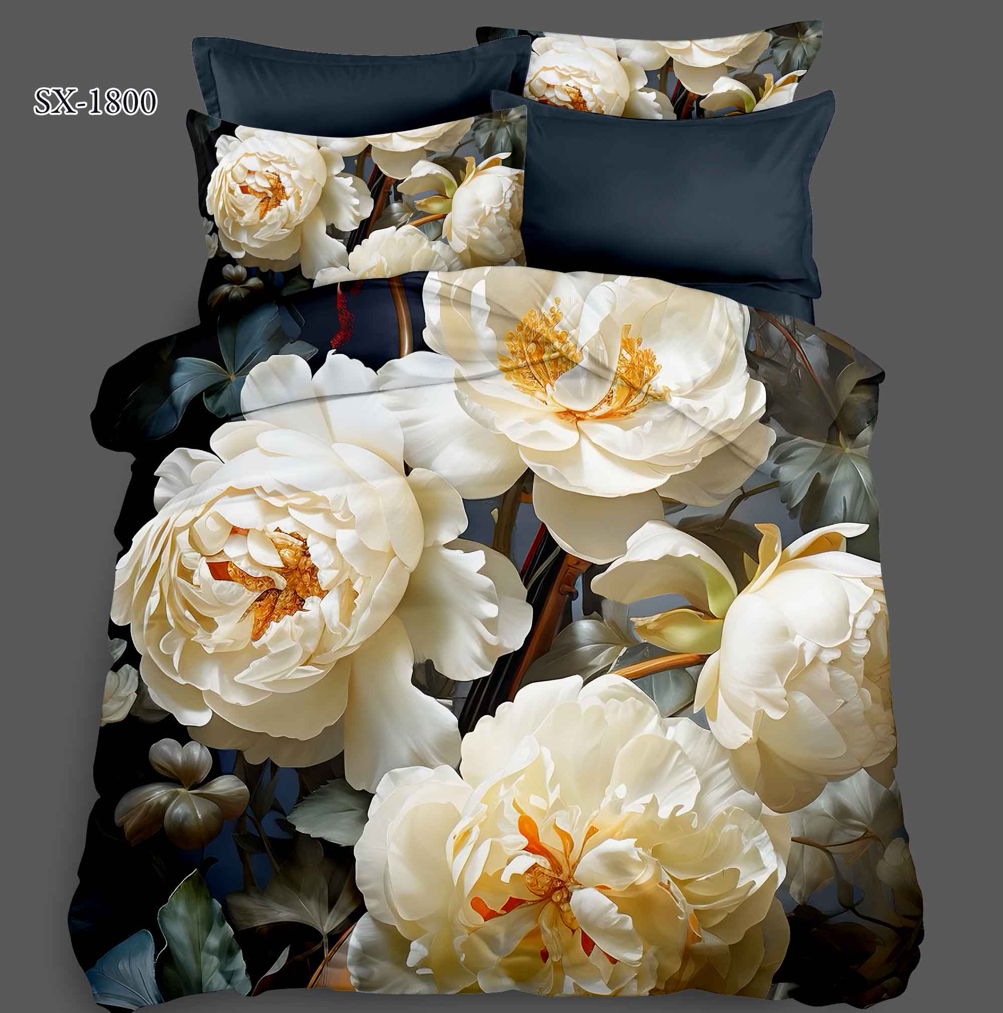 5D Floral Digital Print Bedding Set - Elegant Peony