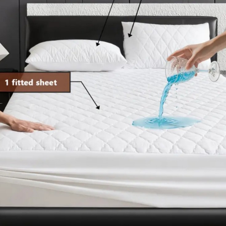 Washed Brushed Cotton Quilted Waterproof Fitted Sheet – Soft, Breathable & 360° Mattress Protection
