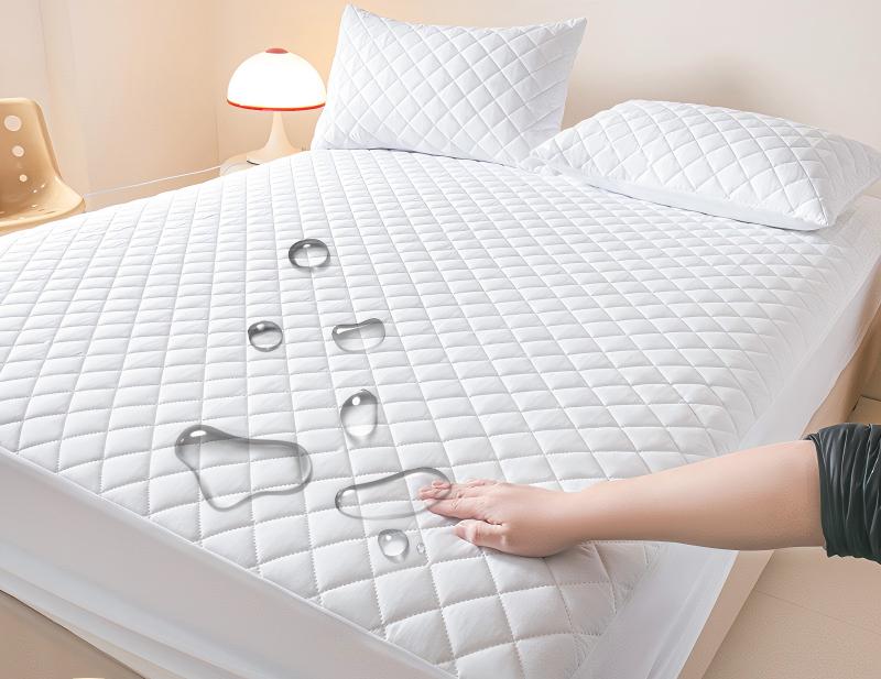 Washed Brushed Quilted Waterproof Fitted Sheet with Ultrasonic Design – Soft, Breathable & 360° Mattress Protection
