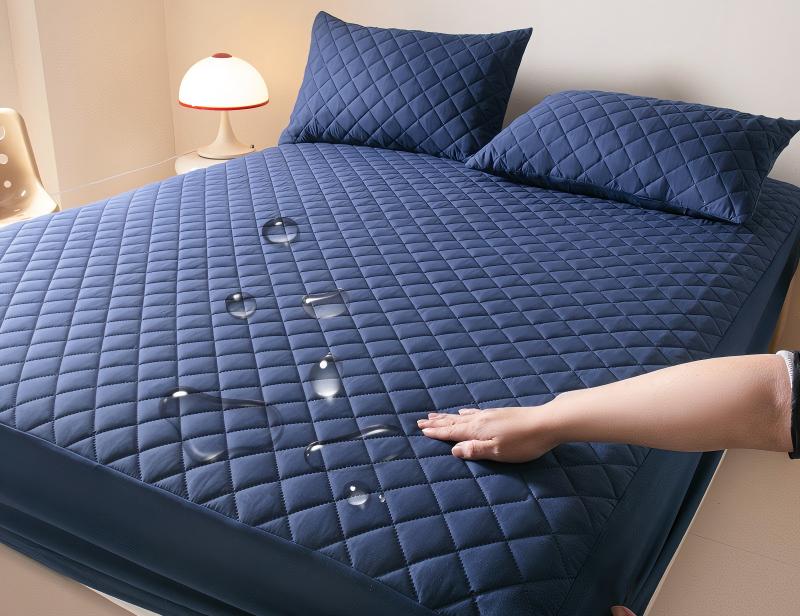 Washed Brushed Quilted Waterproof Fitted Sheet with Ultrasonic Design – Soft, Breathable & 360° Mattress Protection
