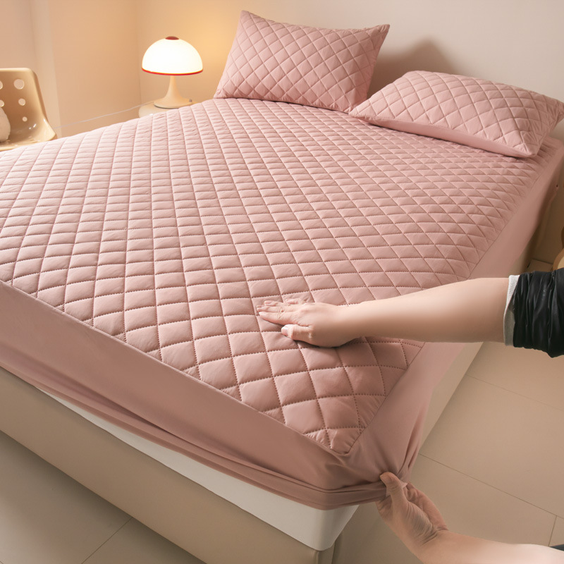 Washed Brushed Quilted Waterproof Fitted Sheet with Ultrasonic Design – Soft, Breathable & 360° Mattress Protection