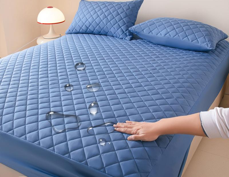 Washed Brushed Quilted Waterproof Fitted Sheet with Ultrasonic Design – Soft, Breathable & 360° Mattress Protection