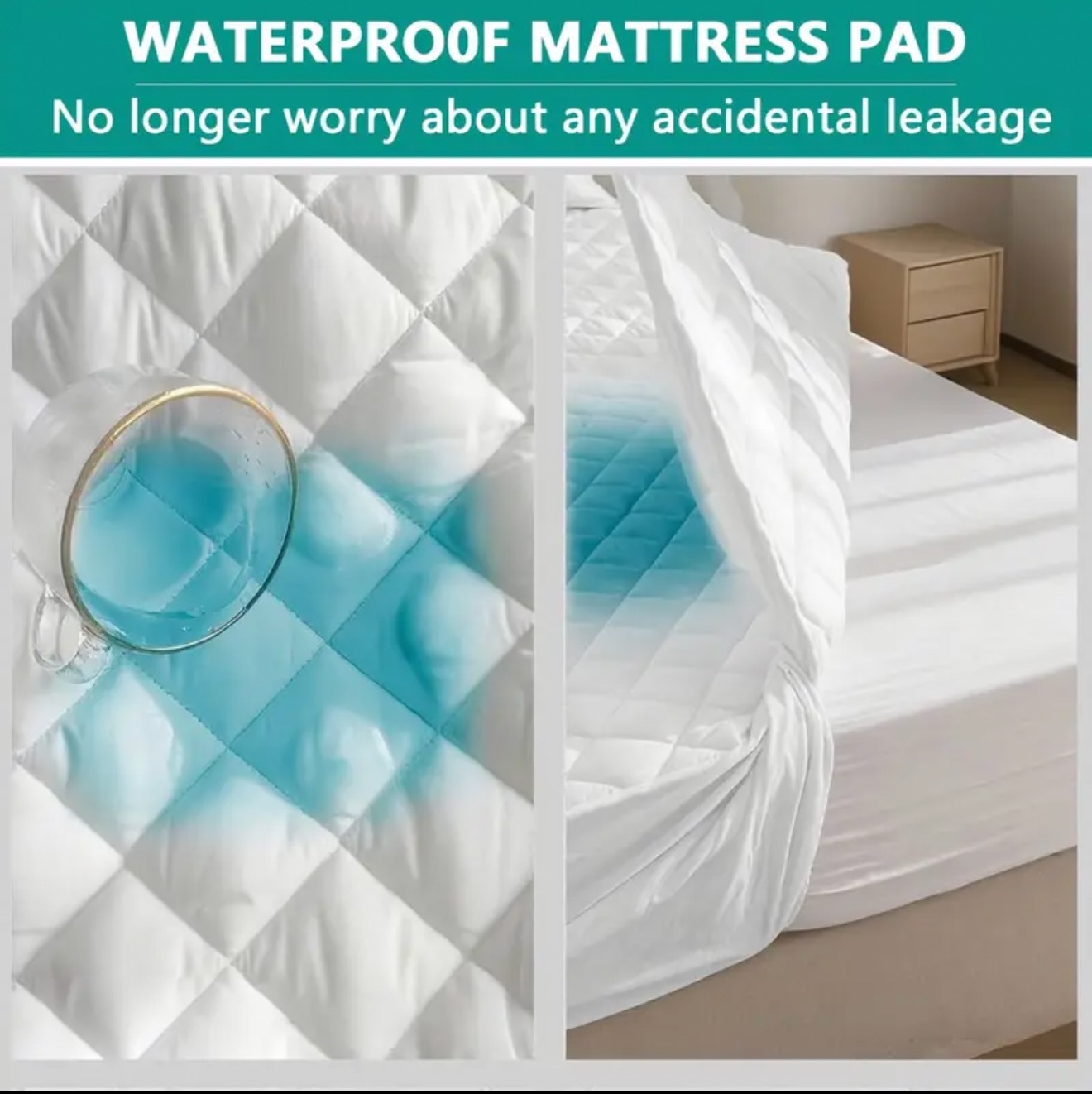 Washed Brushed Cotton Quilted Waterproof Fitted Sheet – Soft, Breathable & 360° Mattress Protection