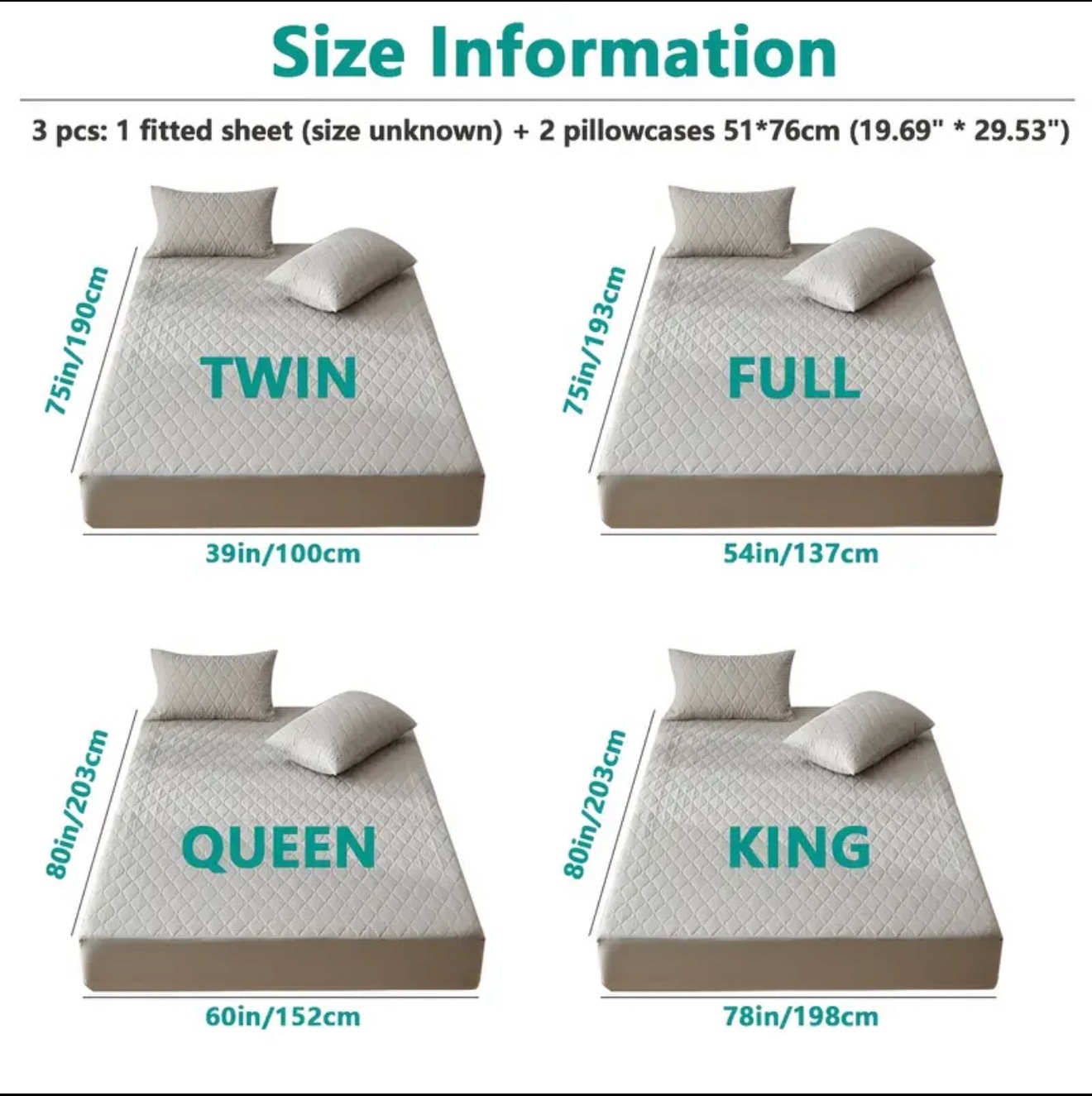 Washed Brushed Cotton Quilted Waterproof Fitted Sheet – Soft, Breathable & 360° Mattress Protection