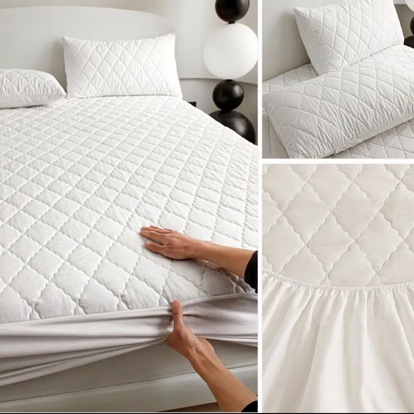 Washed Brushed Cotton Quilted Waterproof Fitted Sheet – Soft, Breathable & 360° Mattress Protection