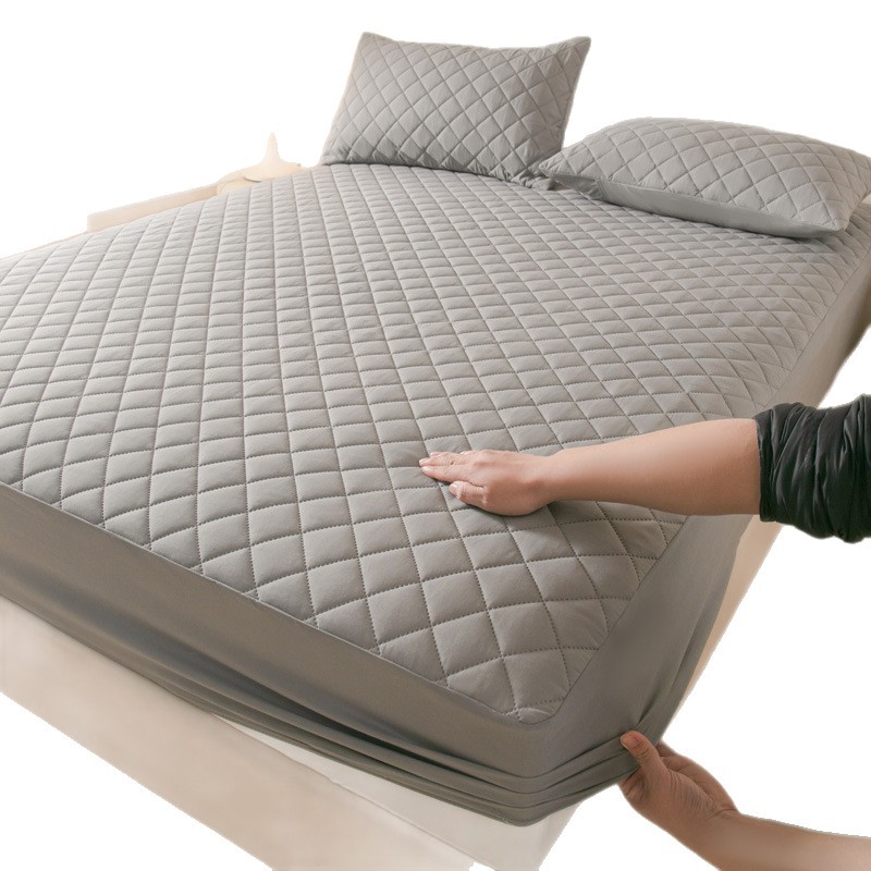 Washed Brushed Quilted Waterproof Fitted Sheet with Ultrasonic Design – Soft, Breathable & 360° Mattress Protection