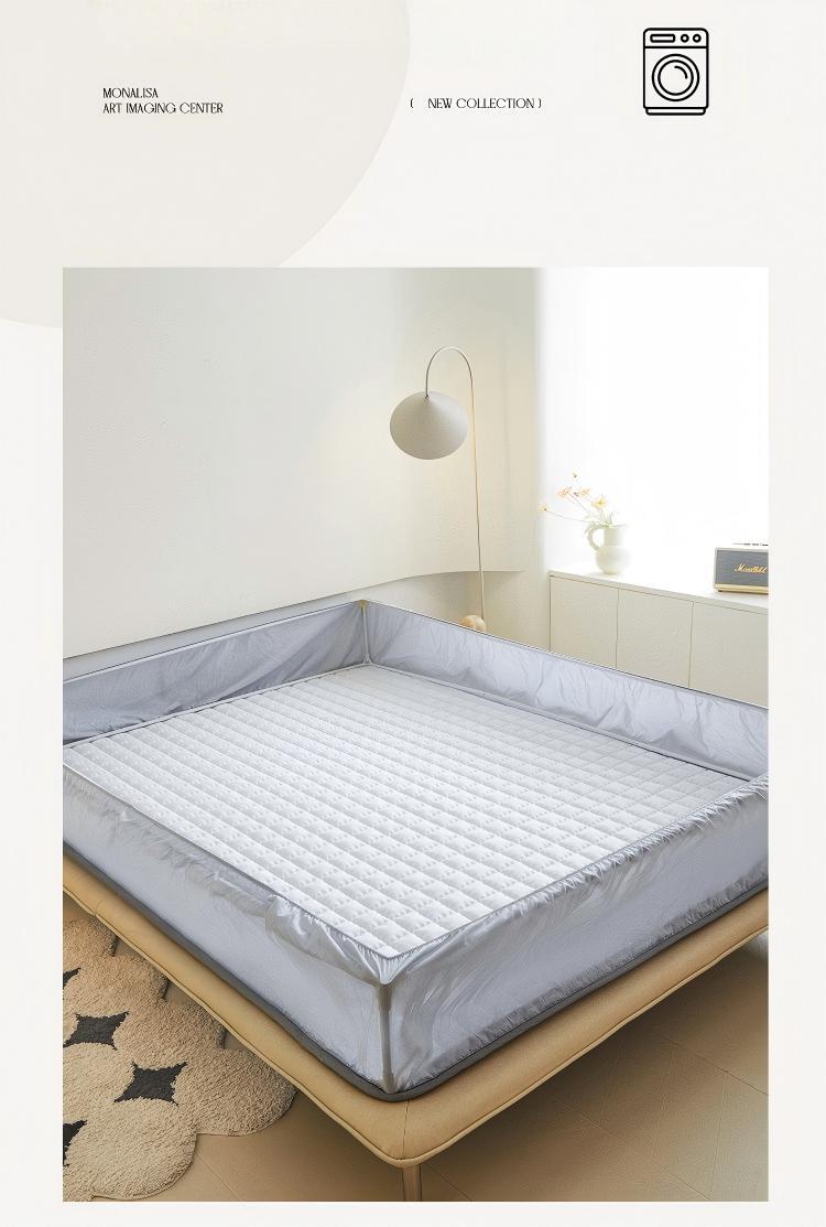 Washed Brushed Quilted Waterproof Fitted Sheet – Soft, Breathable & 360° Mattress Protection with Square Wave Stitch Design