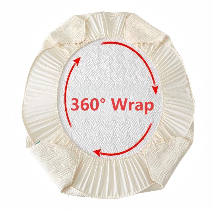 Washed Brushed Quilted Anti-Slip Waterproof Fitted Sheet with Rippled Design – Soft, Breathable & 360° Mattress Protection