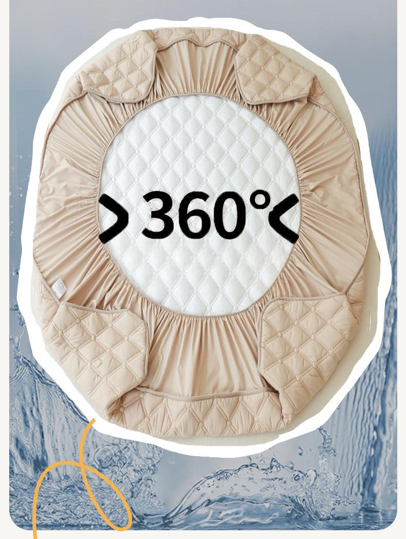 Washed Brushed Quilted Waterproof Fitted Sheet with Double Diamond Stitching – Soft, Breathable & 360° Mattress Protection