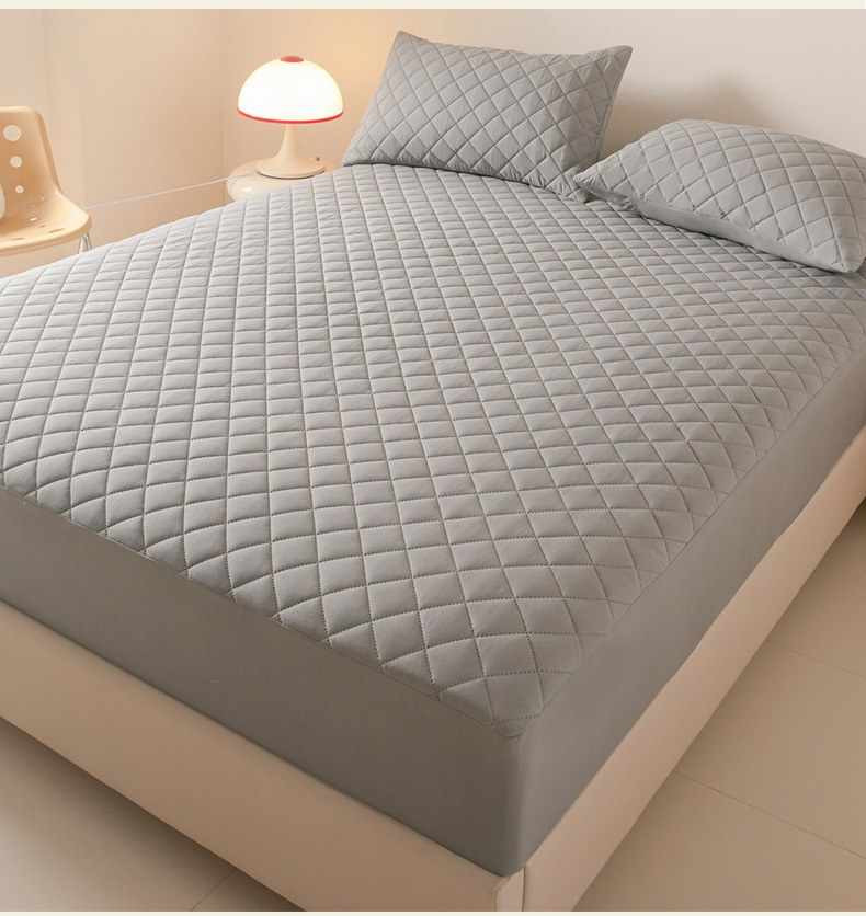 Washed Brushed Quilted Waterproof Fitted Sheet with Ultrasonic Design – Soft, Breathable & 360° Mattress Protection