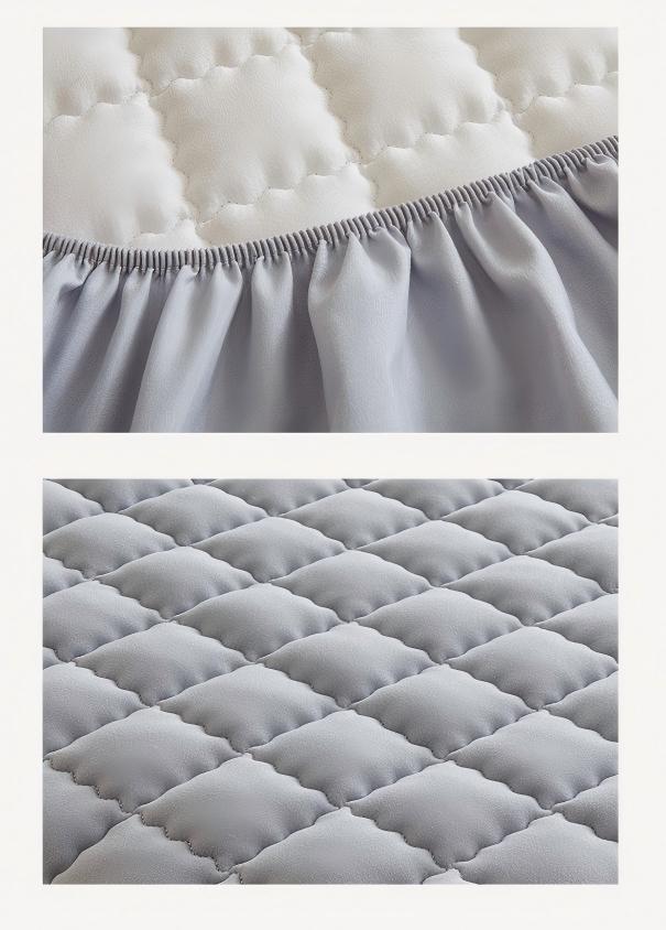 Washed Brushed Quilted Waterproof Fitted Sheet – Soft, Breathable & 360° Mattress Protection with Square Wave Stitch Design