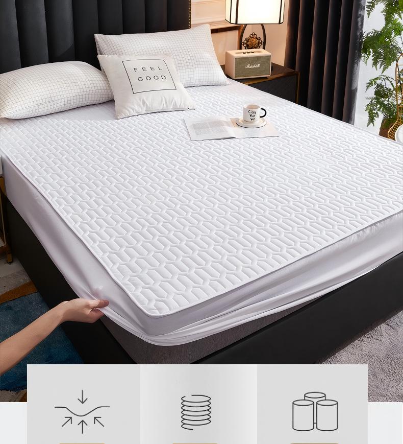Washed Brushed Quilted Waterproof Fitted Sheet with Bamboo Ribbed Design – Soft, Breathable & 360° Mattress Protection