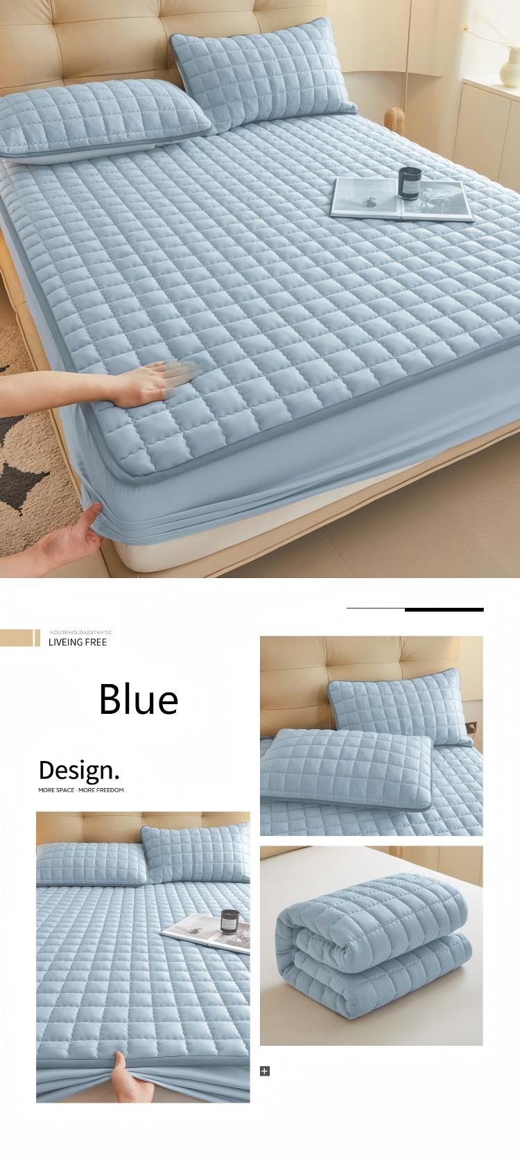 Washed Brushed Quilted Waterproof Fitted Sheet – Soft, Breathable & 360° Mattress Protection with Square Wave Stitch Design