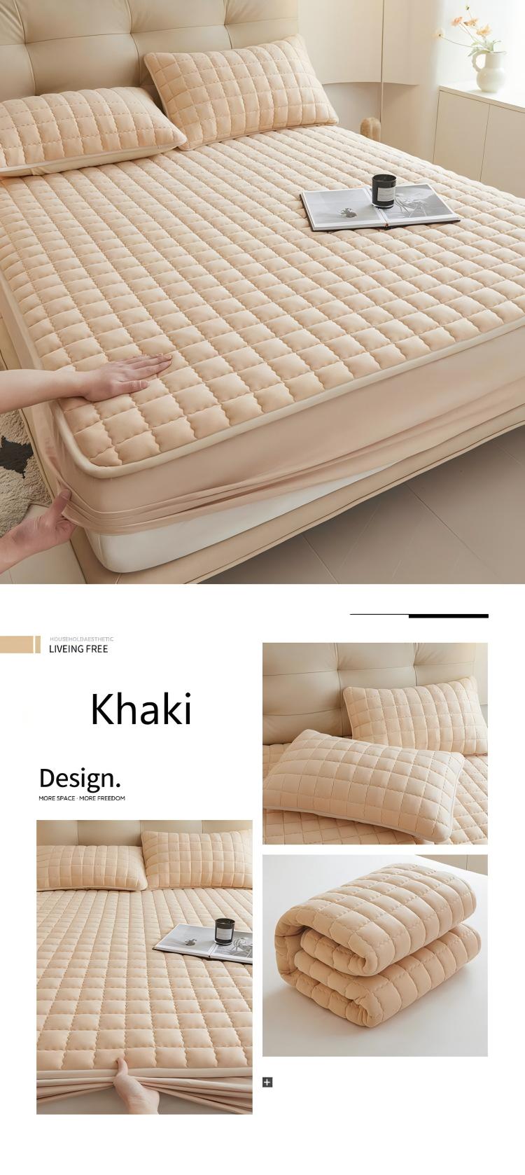 Washed Brushed Quilted Waterproof Fitted Sheet – Soft, Breathable & 360° Mattress Protection with Square Wave Stitch Design