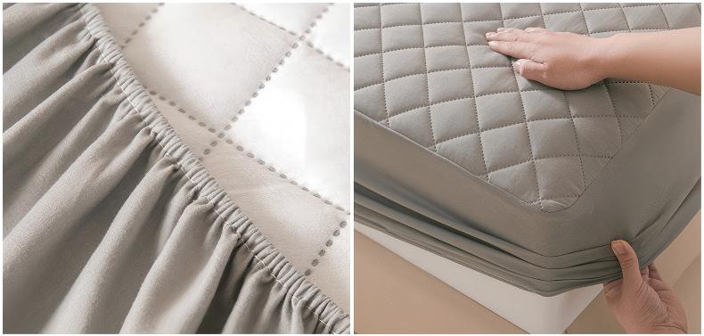 Washed Brushed Quilted Waterproof Fitted Sheet with Ultrasonic Design – Soft, Breathable & 360° Mattress Protection