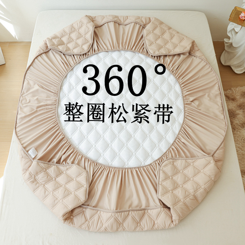 Washed Brushed Quilted Waterproof Fitted Sheet with Double Diamond Stitching – Soft, Breathable & 360° Mattress Protection