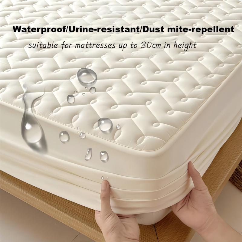 Washed Brushed Quilted Waterproof Fitted Sheet with Rippled Design – Soft, Breathable & 360° Mattress Protection