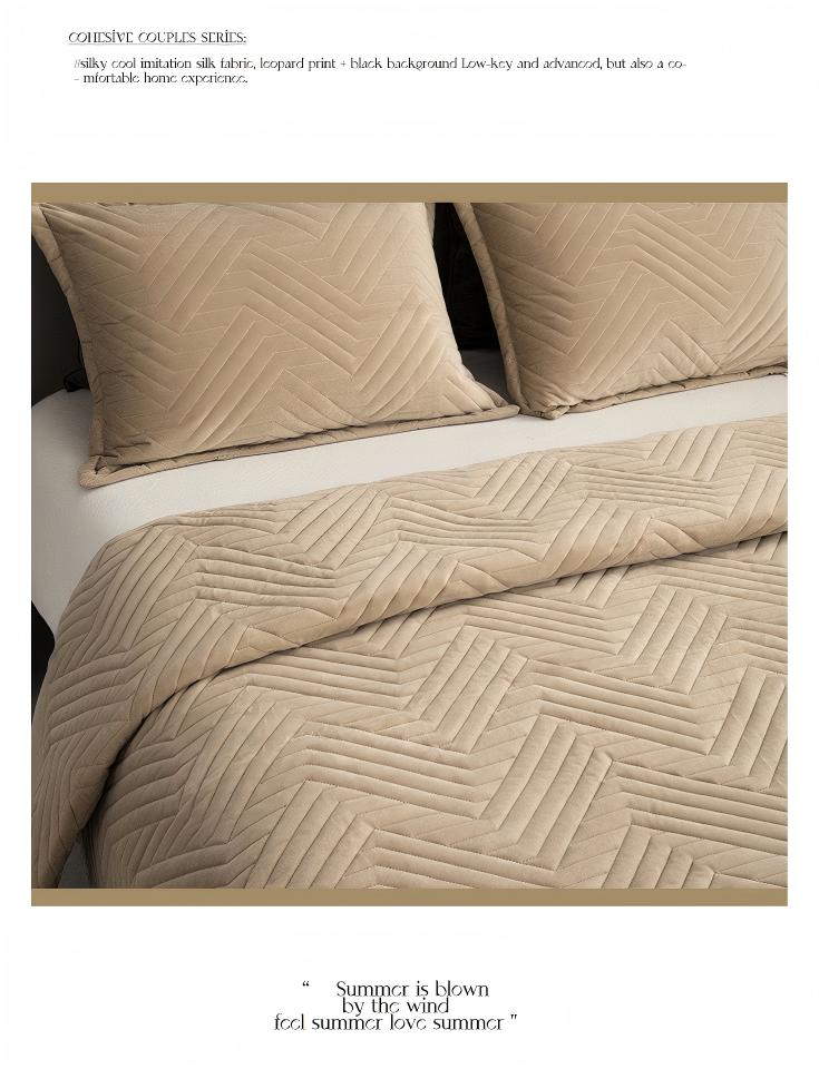 Crystal Velvet Quilted Bedspread Set with Geometric Wave Ultrasonic Design – Soft, Breathable & Easy-Care 3-Piece Bedding Set