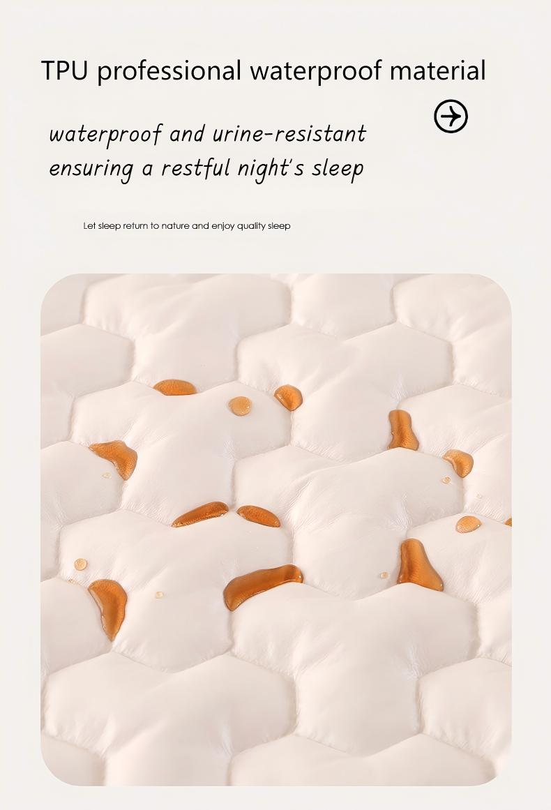 Washed Brushed Quilted Waterproof Fitted Sheet with Triangular Diamond Design – Soft, Breathable & 360° Mattress Protection