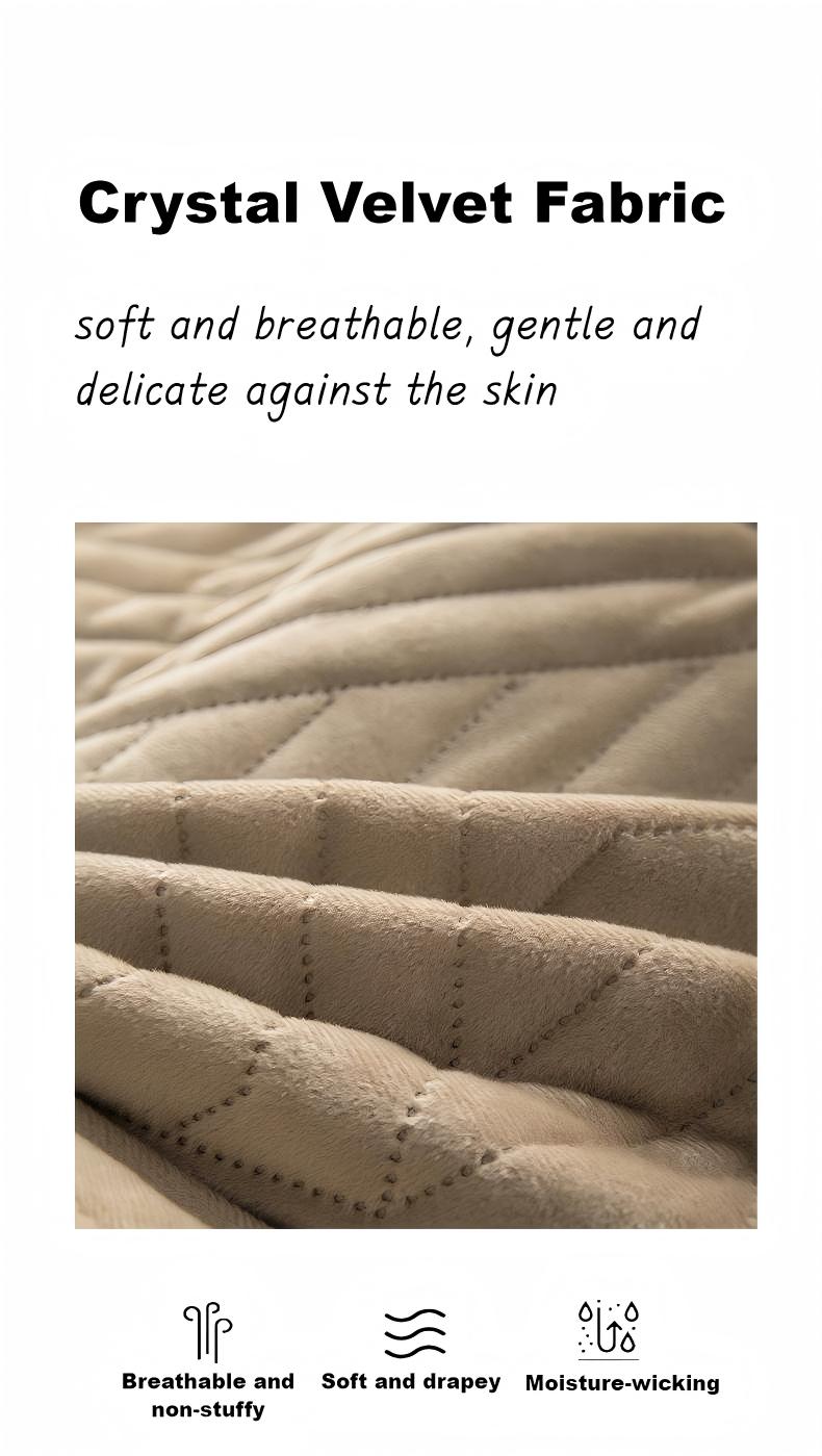 Crystal Velvet Quilted Bedspread Set with Geometric Wave Ultrasonic Design – Soft, Breathable & Easy-Care 3-Piece Bedding Set