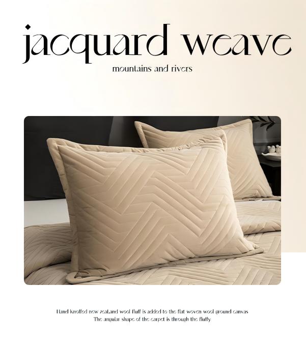 Crystal Velvet Quilted Bedspread Set with Geometric Wave Ultrasonic Design – Soft, Breathable & Easy-Care 3-Piece Bedding Set